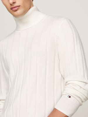 jersey de cachemira con cuello vuelto blanco de hombres tommy hilfiger