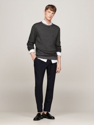 black two-tone jumper with cashmere for men tommy hilfiger