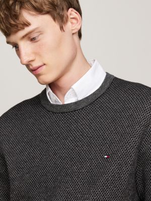 black two-tone jumper with cashmere for men tommy hilfiger