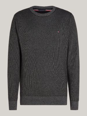 black two-tone jumper with cashmere for men tommy hilfiger