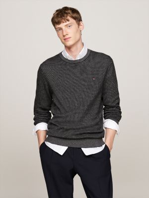 Two Tone Jumper With Cashmere Black Tommy Hilfiger