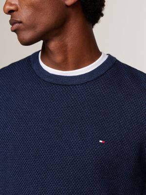 blau zweifarbiger pullover mit kaschmir für herren - tommy hilfiger