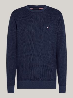 blue two-tone jumper with cashmere for men tommy hilfiger