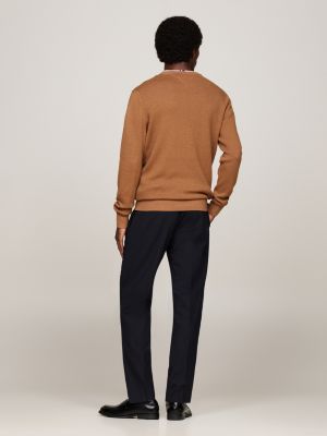 grün zweifarbiger pullover mit kaschmir für herren - tommy hilfiger