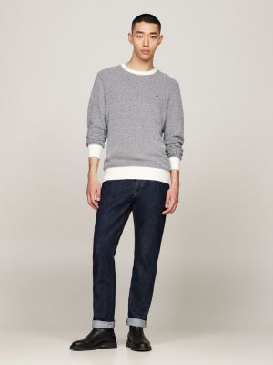 pull bicolore avec du cachemire blanc pour hommes tommy hilfiger