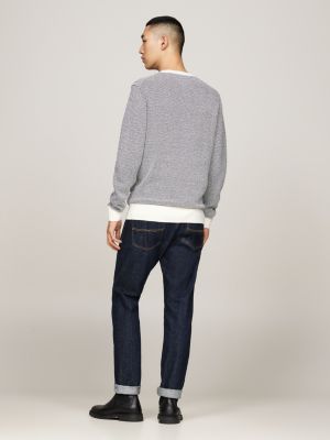 pull bicolore avec du cachemire blanc pour hommes tommy hilfiger