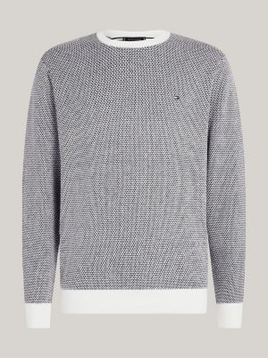 white two-tone jumper with cashmere for men tommy hilfiger