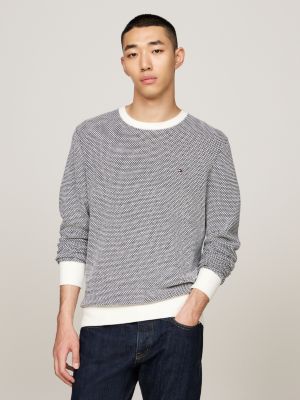 white two-tone jumper with cashmere for men tommy hilfiger