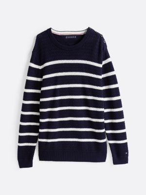 blue smart casual stripe wool blend jumper for men tommy hilfiger