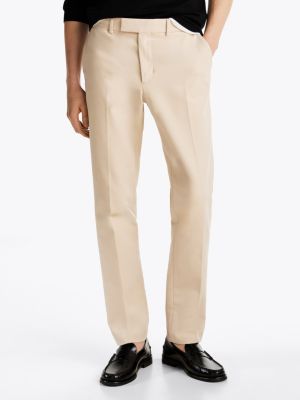 chino denton droit smart casual en coton extensible beige pour hommes tommy hilfiger