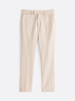 chino denton droit smart casual en coton extensible beige pour hommes tommy hilfiger