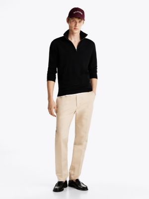 chino denton droit smart casual en coton extensible beige pour hommes tommy hilfiger