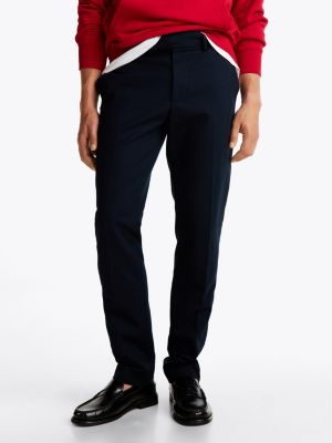 chino denton droit smart casual en coton extensible noir pour hommes tommy hilfiger