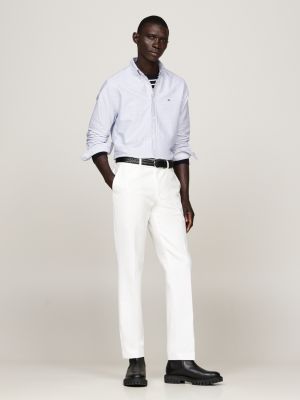 pantaloni chino smart casual straight fit bianco da uomini tommy hilfiger