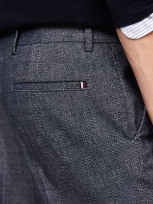 blue smart casual brushed marl straight trousers for men tommy hilfiger