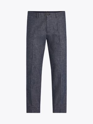 blau smart casual melierte straight fit hose für herren - tommy hilfiger