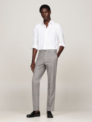 grey smart casual brushed marl straight trousers for men tommy hilfiger