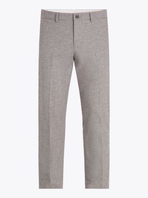 grijs smart casual straight gemêleerde broek voor heren - tommy hilfiger