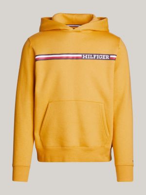 geel regular fit hoodie met logostreep voor heren - tommy hilfiger