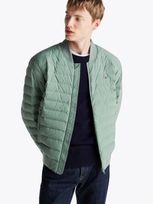 bomber ripiegabile con imbottitura in piuma green da uomini tommy hilfiger