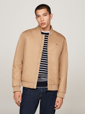 bomber imbottito con collo stile baseball khaki da uomini tommy hilfiger