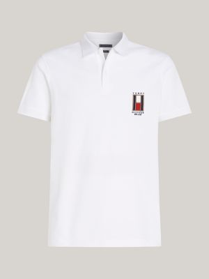 polo regular fit con logo verticale bianco da uomini tommy hilfiger