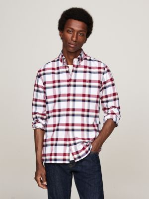 red check regular fit oxford shirt for men tommy hilfiger