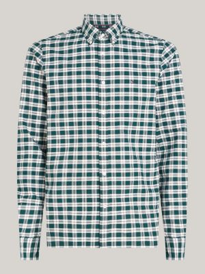 camicia oxford slim fit a quadri verde da uomini tommy hilfiger