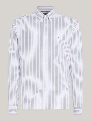 blue multi stripe regular fit oxford shirt for men tommy hilfiger