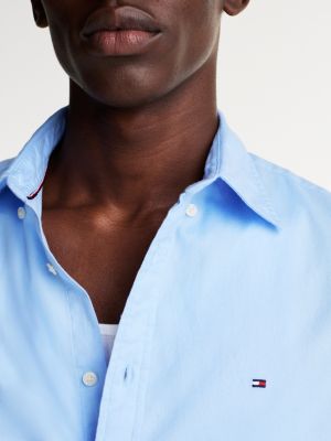 blau regular fit hemd mit aufgestickter flag für herren - tommy hilfiger