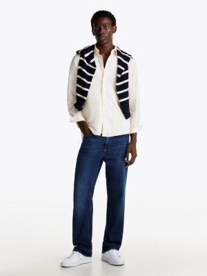chemise coupe standard à drapeau brodé jaune pour hommes tommy hilfiger