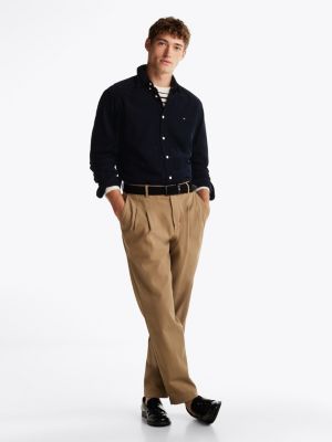blue regular fit corduroy shirt for men tommy hilfiger