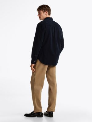 blue regular fit corduroy shirt for men tommy hilfiger