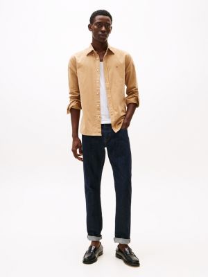chemise coupe standard en velours côtelé kaki pour hommes tommy hilfiger
