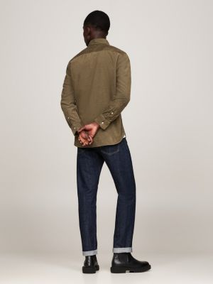 khaki regular fit cord-hemd für herren - tommy hilfiger