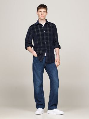 blue prince of wales check shirt for men tommy hilfiger