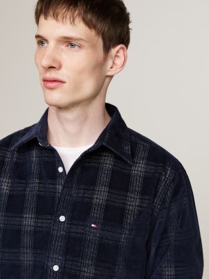 blue prince of wales check shirt for men tommy hilfiger