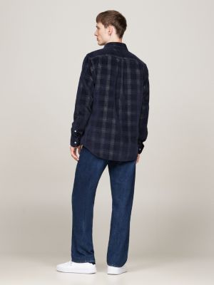 blue prince of wales check shirt for men tommy hilfiger