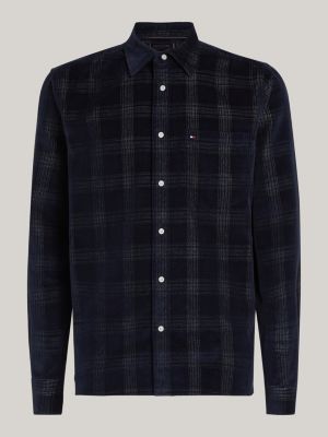 camicia a quadri principe di galles blu da uomini tommy hilfiger