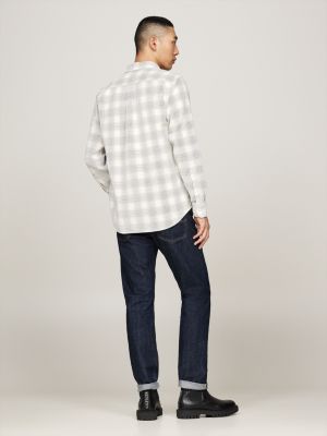chemise à motif prince de galles blanc pour hommes tommy hilfiger