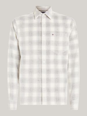 white prince of wales check shirt for men tommy hilfiger