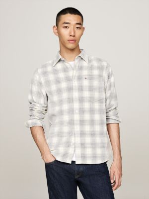 white prince of wales check shirt for men tommy hilfiger