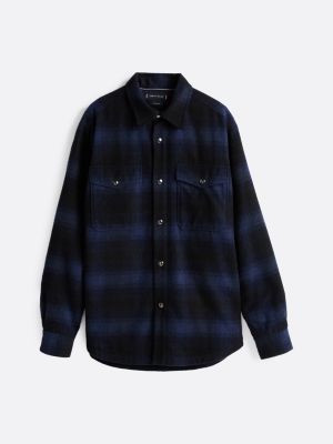 blau gebürstetes overshirt mit hohem wollanteil für herren - tommy hilfiger