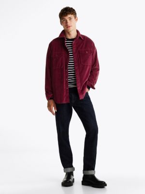 surchemise décontractée en velours côtelé violet pour hommes tommy hilfiger