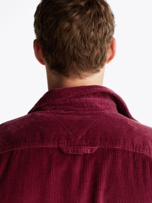 purple embroidery relaxed corduroy overshirt for men tommy hilfiger