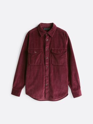 purple embroidery relaxed corduroy overshirt for men tommy hilfiger