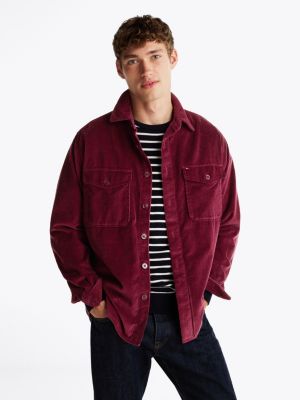 surchemise décontractée en velours côtelé purple pour hommes tommy hilfiger