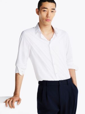 white performance knit slim shirt for men tommy hilfiger