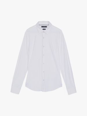 camicia sport slim fit in maglia bianco da uomini tommy hilfiger