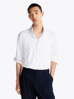 weiß performance slim fit hemd aus strick für herren - tommy hilfiger